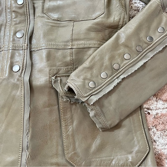 Jakett Meryl Washed Leather Utility Jacket Sage Green Size L - Picture 4 of 10